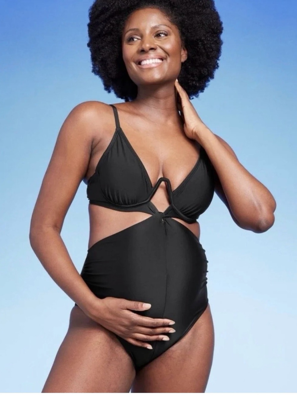 Isabel by Ingrid & Isabel Maternity One-Piece Swimsuit - Black - Size Medium
